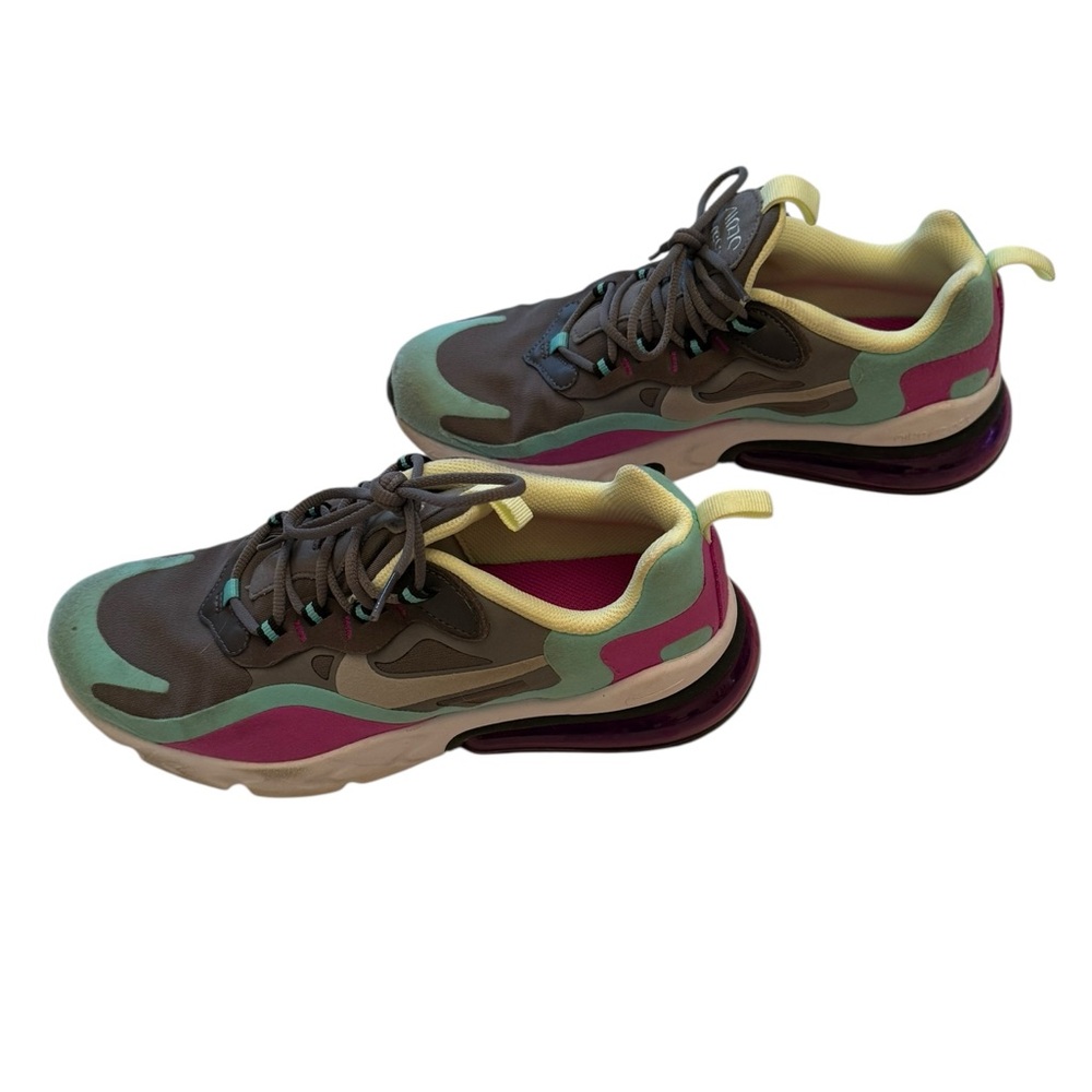 Nike Air Max 270 Sneakers - React Run Girls Size 6Y Gray, Green, Purple, Yellow - Picture 14 of 14